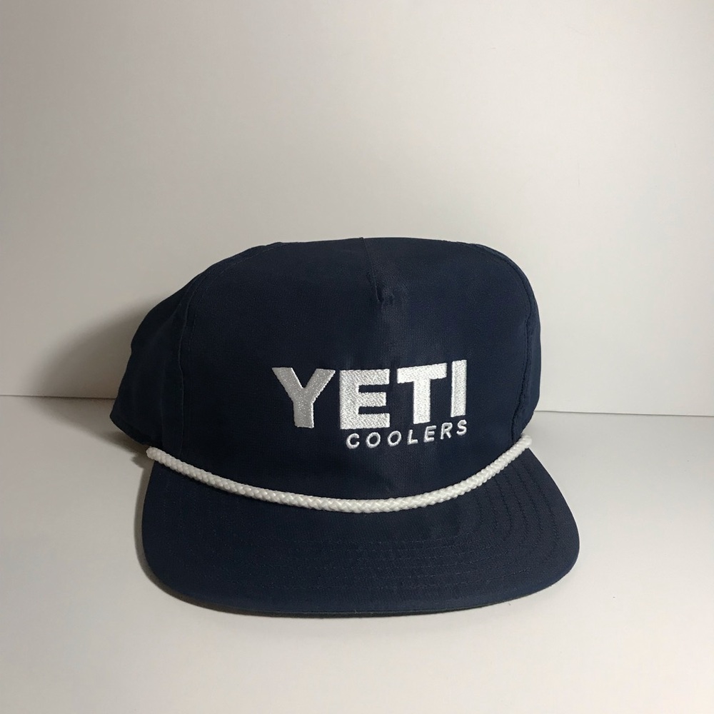 Yeti Coolers Logo Navy Blue Rope Trim Adjustable